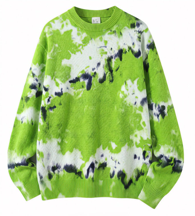 Men's Oversized Batik Sweater with Crew Neck and Ribbed Cuffs Mune Fashion