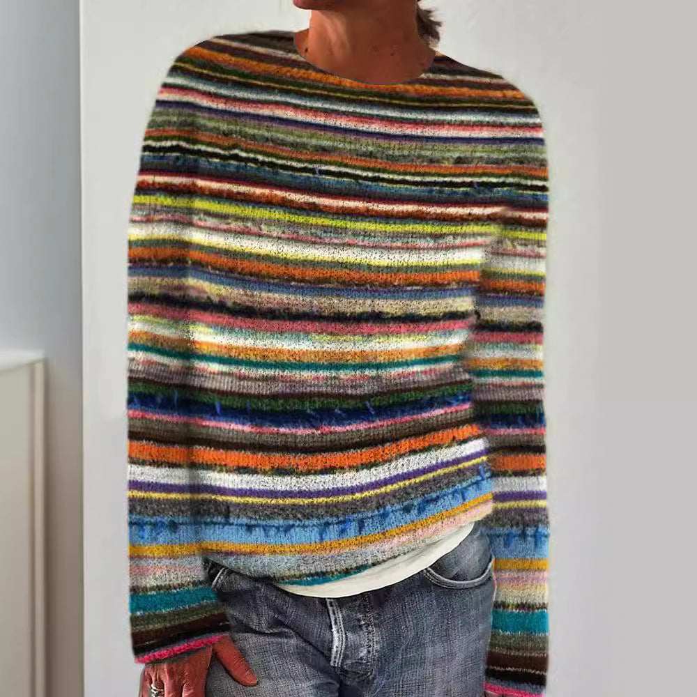 Women's embroidered knit pullover with relief-like floral embroidery and round neck Mune Fashion