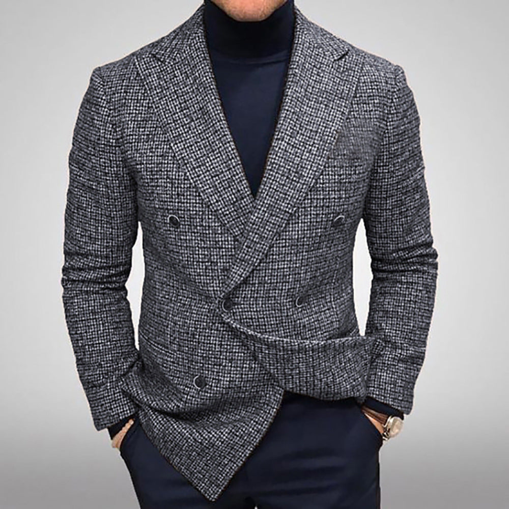 Men's Double-Breasted Textured Blazer with Tailored Fit Mune Fashion