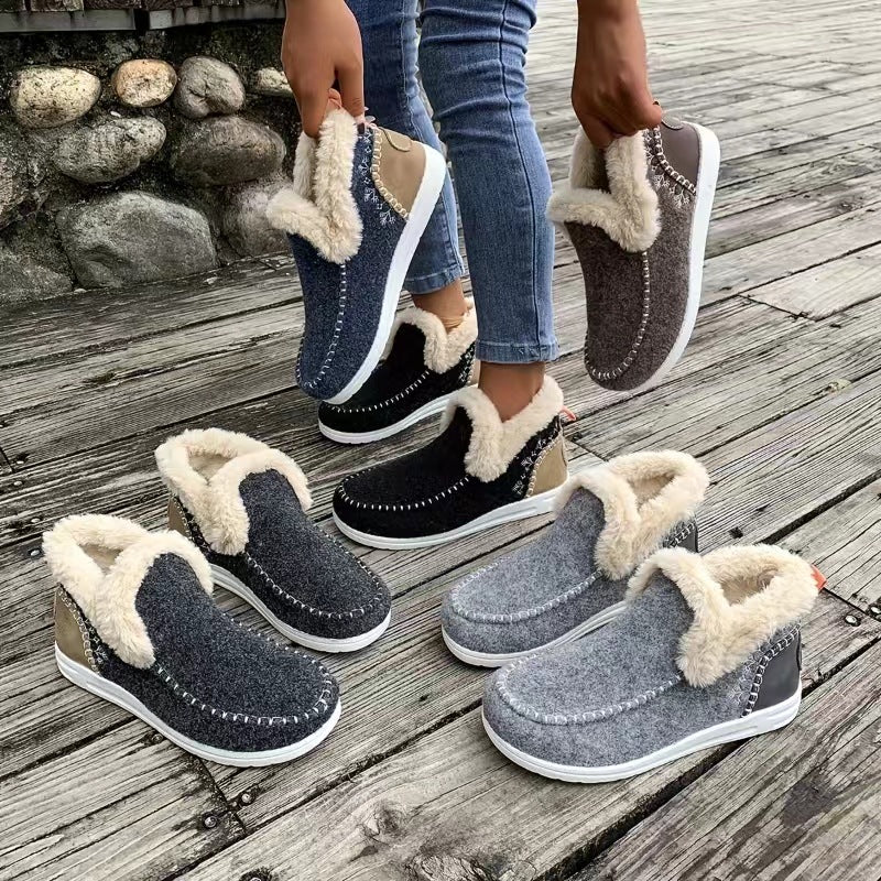 Women Lined Felt Mules with Teddy Lining and Ergonomic Rubber Sole Mune Fashion