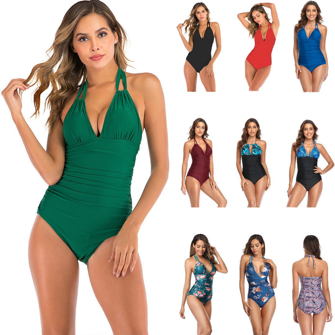Women's one-piece swimsuit with shaping design and V-neck Mune Fashion