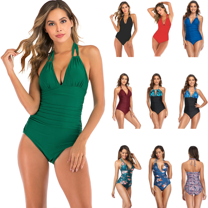 Women's one-piece swimsuit with shaping design and V-neck Mune Fashion