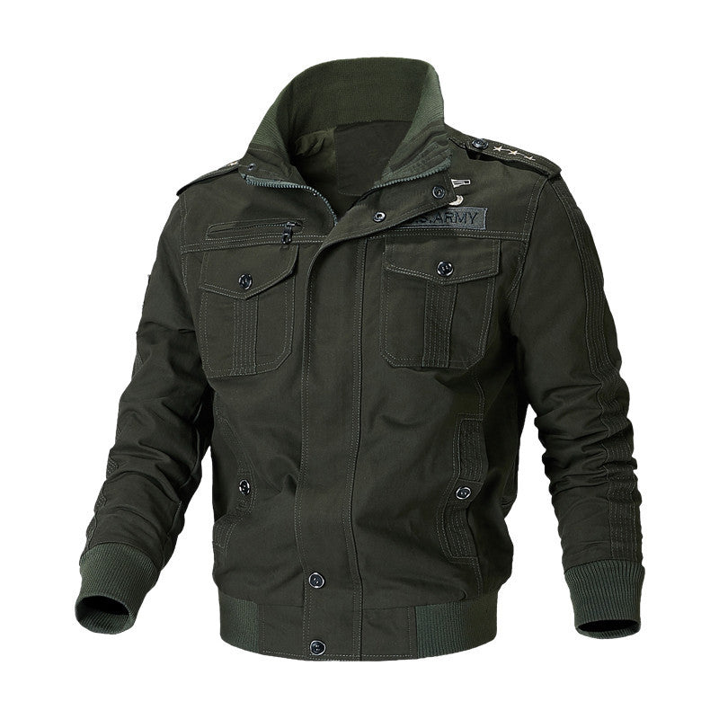 Men's Urban Canvas Pilot Jacket in Military Look with Chest Pockets, Epaulets and Ribbed Cuffs Mune Fashion