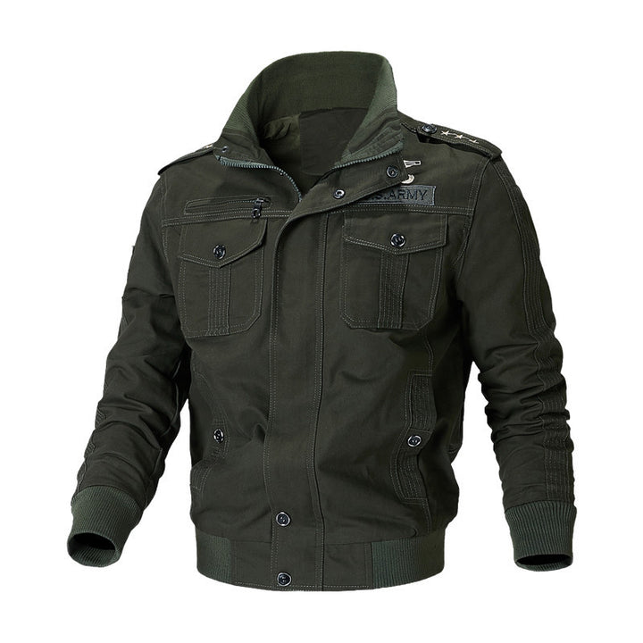 Men's Urban Canvas Pilot Jacket in Military Look with Chest Pockets, Epaulets and Ribbed Cuffs Mune Fashion