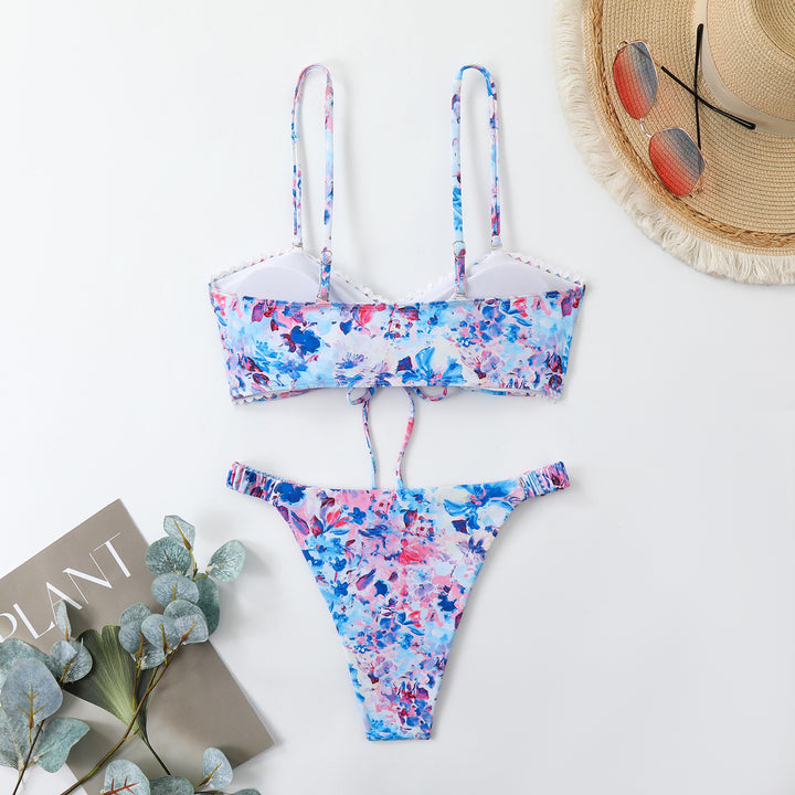 Women’s bikini set with gathering and romantic floral design Mune Fashion