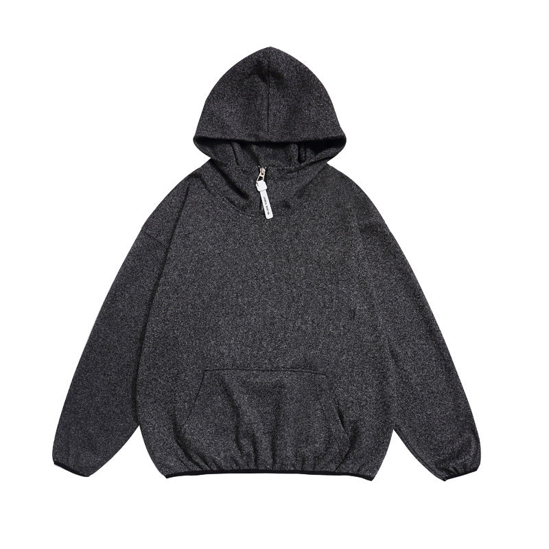Unisex Cozy Oversized Hoodie with Elastic Hem and Half Zipper Mune Fashion