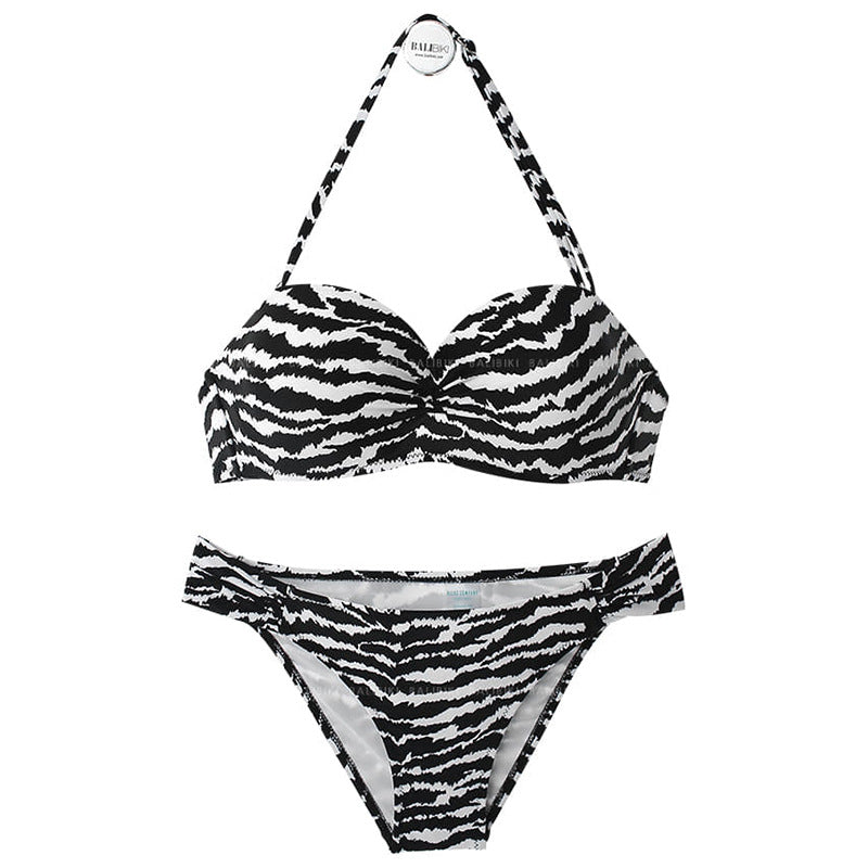 Women's bikini set with stylish zebra print and padded top Mune Fashion
