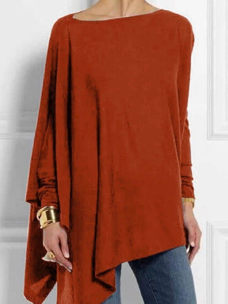 Women's draped oversized tunic with asymmetrical hem and wide batwing sleeves Mune Fashion