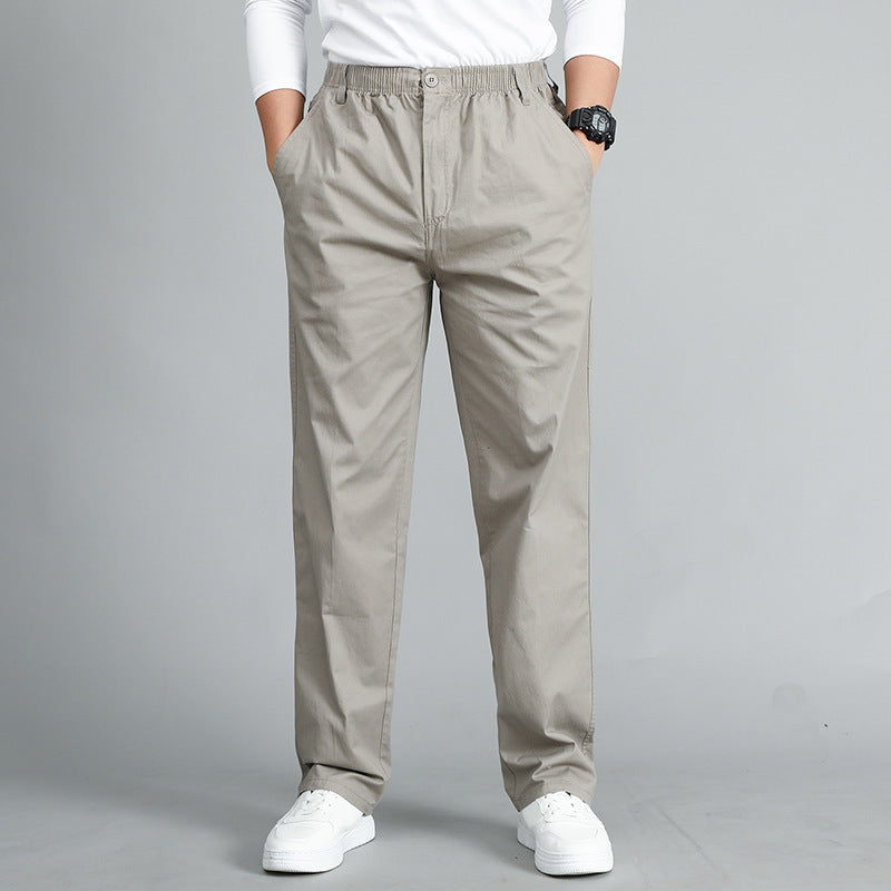 Men's Relaxed Fit Cotton Chino Pants with Elastic Waistband and Side Pockets Mune Fashion