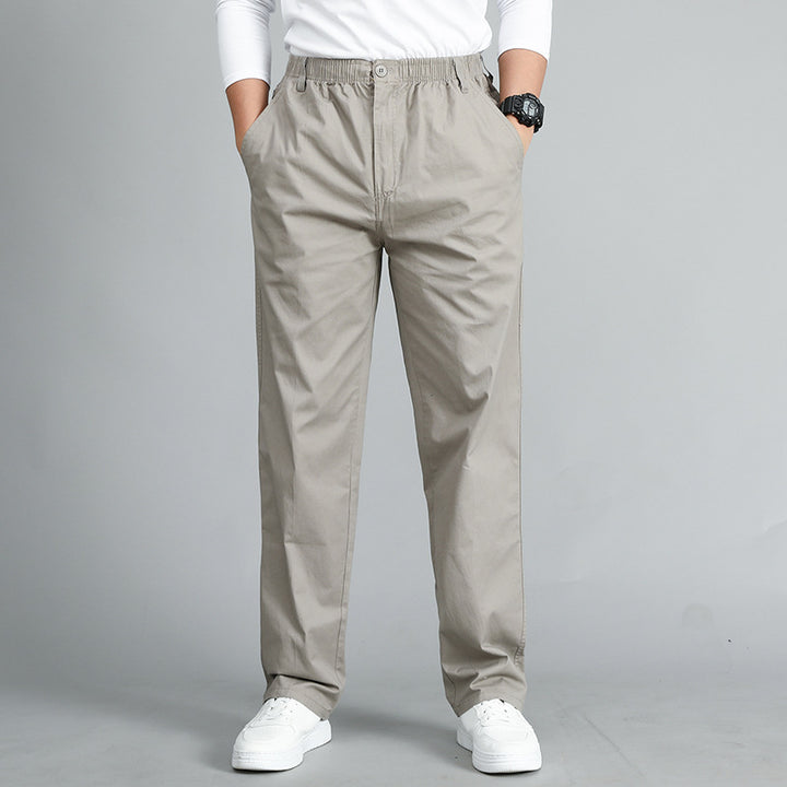 Men's Relaxed Fit Cotton Chino Pants with Elastic Waistband and Side Pockets Mune Fashion