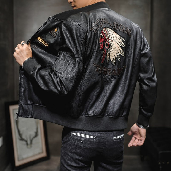 Men's Fashion Bomber Jacket with Shoulder Patches Mune Fashion
