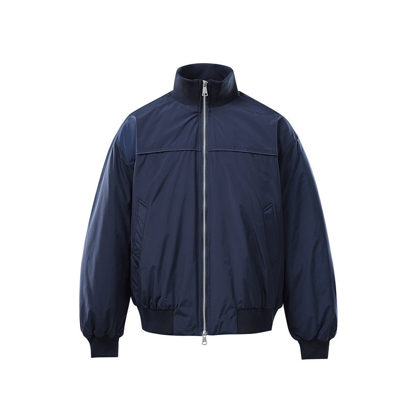 Men's Lightweight Nylon Bomber Jacket with Stand-Up Collar and Elastic Hem Mune Fashion