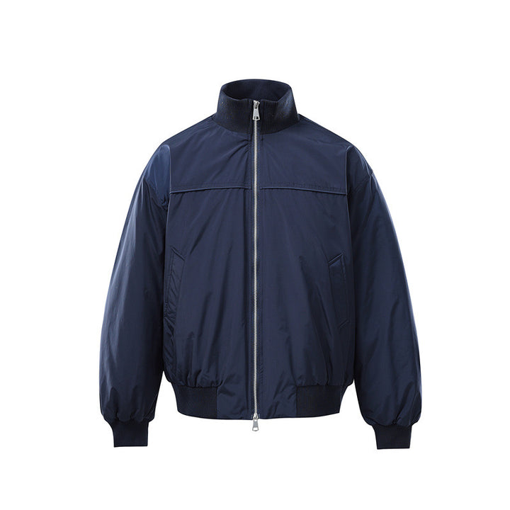 Men's Lightweight Nylon Bomber Jacket with Stand-Up Collar and Elastic Hem Mune Fashion