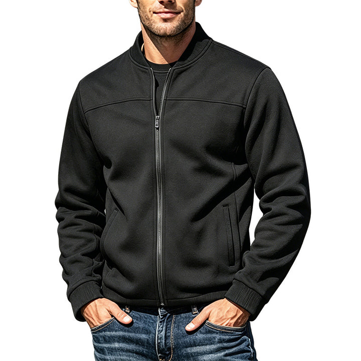 Men's Suede-Look Bomber Jacket with Zipper and Ribbed Cuffs Mune Fashion