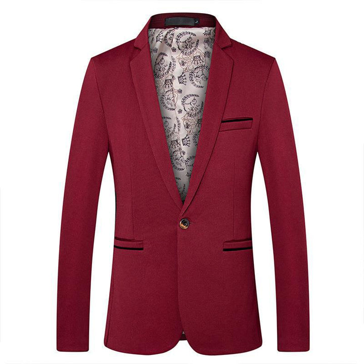 Men's slim single-breasted blazer with notched lapel and contrasting inner lining Mune Fashion