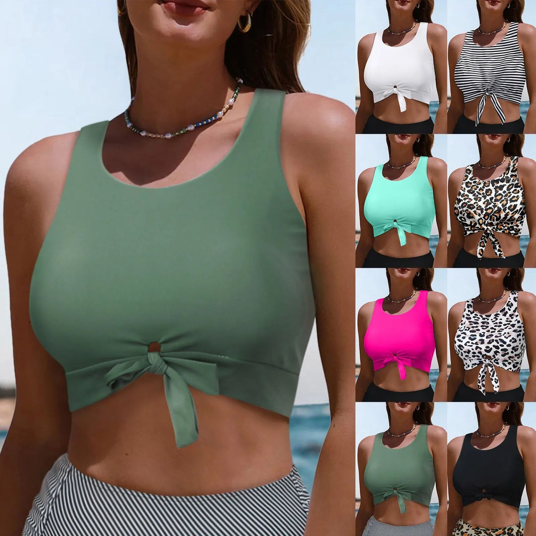 Women's Sporty Crop Top with Loop Tie Mune Fashion