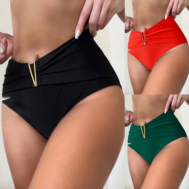 Women's High-Cut Bikini Bottom with Decorative Belt Detail Mune Fashion