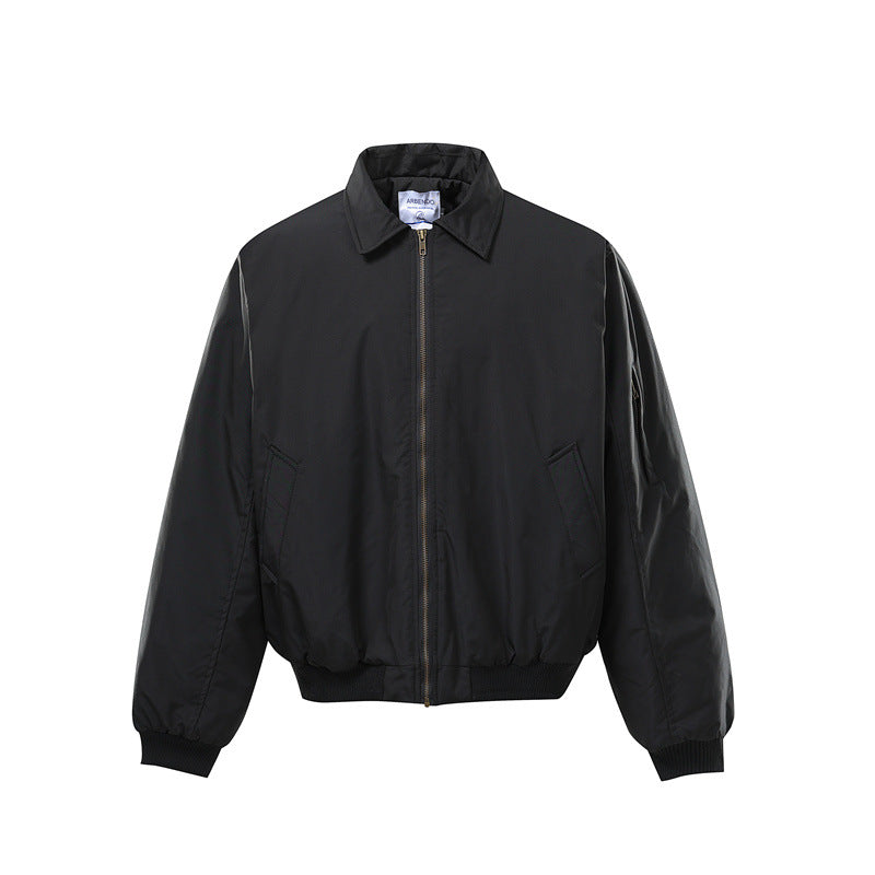 Unisex Short Cut Boxy Bomber Jacket with Zipper, Ribbed Cuffs and Sleeve Utility Pocket Mune Fashion