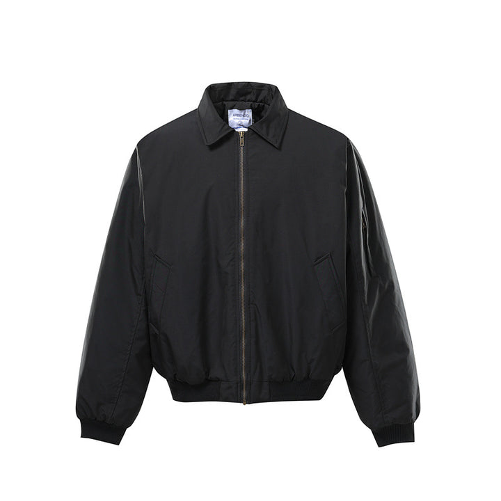 Unisex Short Cut Boxy Bomber Jacket with Zipper, Ribbed Cuffs and Sleeve Utility Pocket Mune Fashion