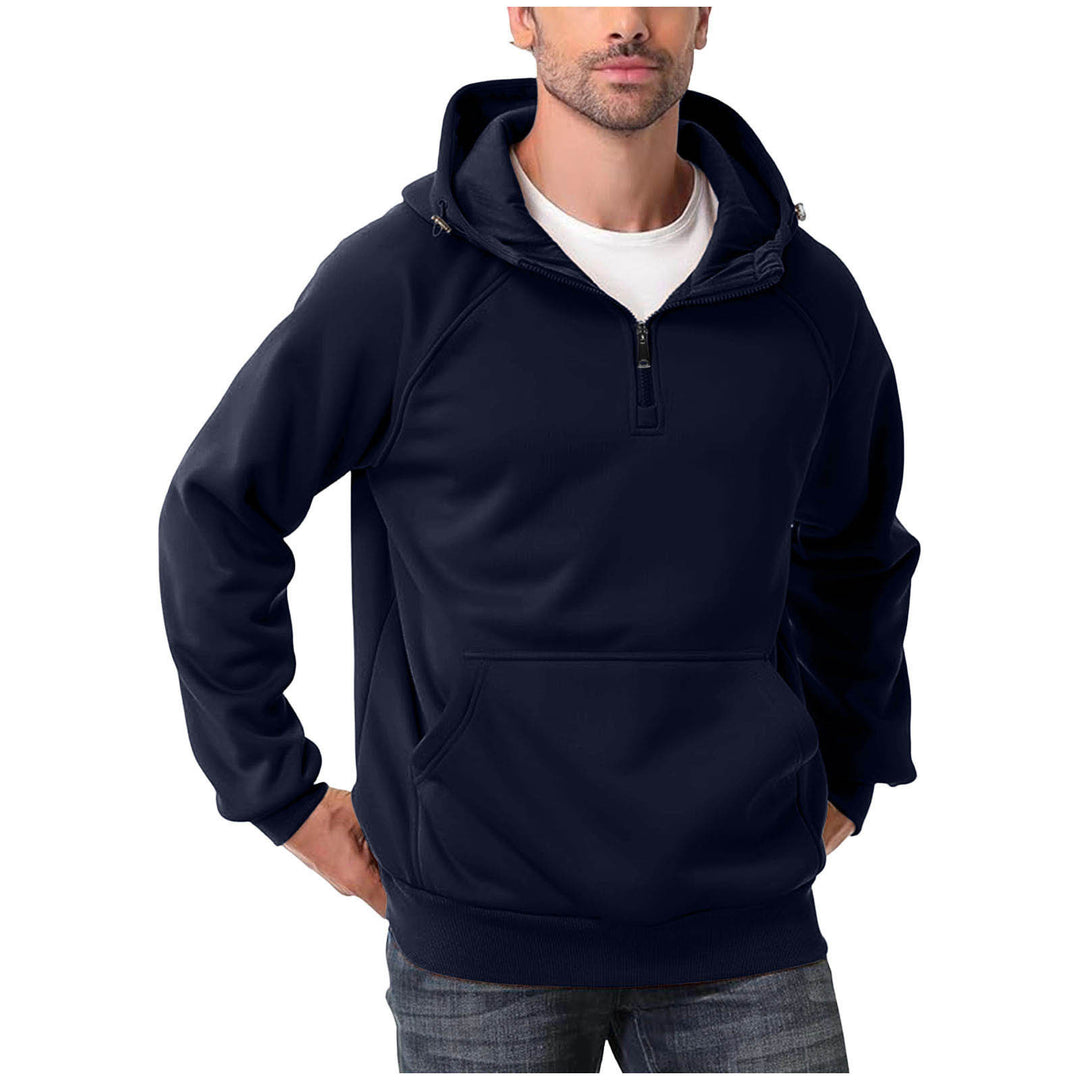 Men's half-zip hoodie with adjustable hood, kangaroo pocket, and raglan sleeves Mune Fashion