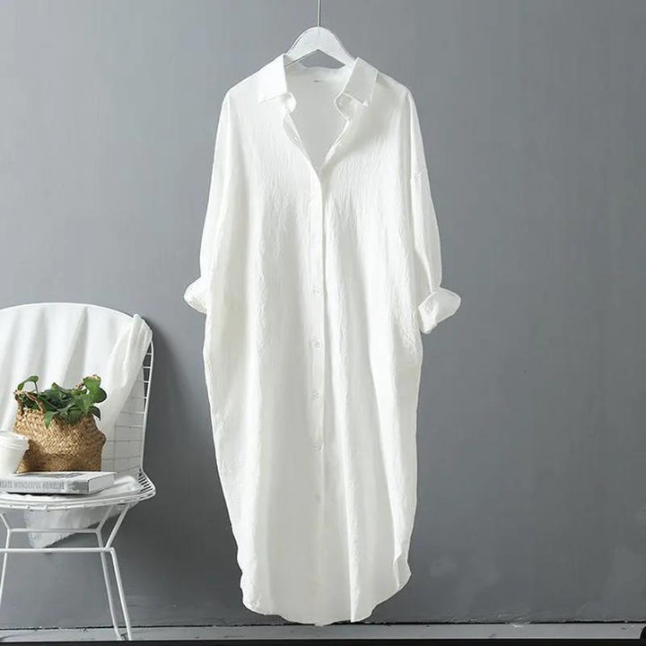 Women's Oversized Blouse Shirt In Casual Cut with Button Placket Mune