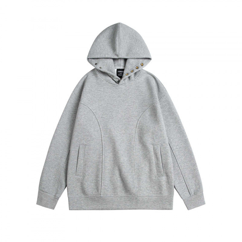 Unisex Oversize Hoodie made of mélange cotton blend with stud embellishments and seam details Mune Fashion
