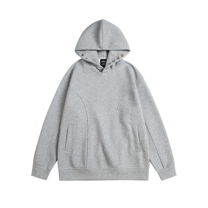 Unisex Oversize Hoodie made of mélange cotton blend with stud embellishments and seam details Mune Fashion