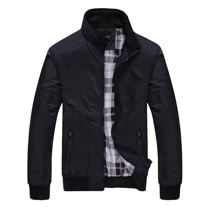 Men's Lightweight Wind and Water Repellent Bomber Jacket with Checked Lining Mune Fashion
