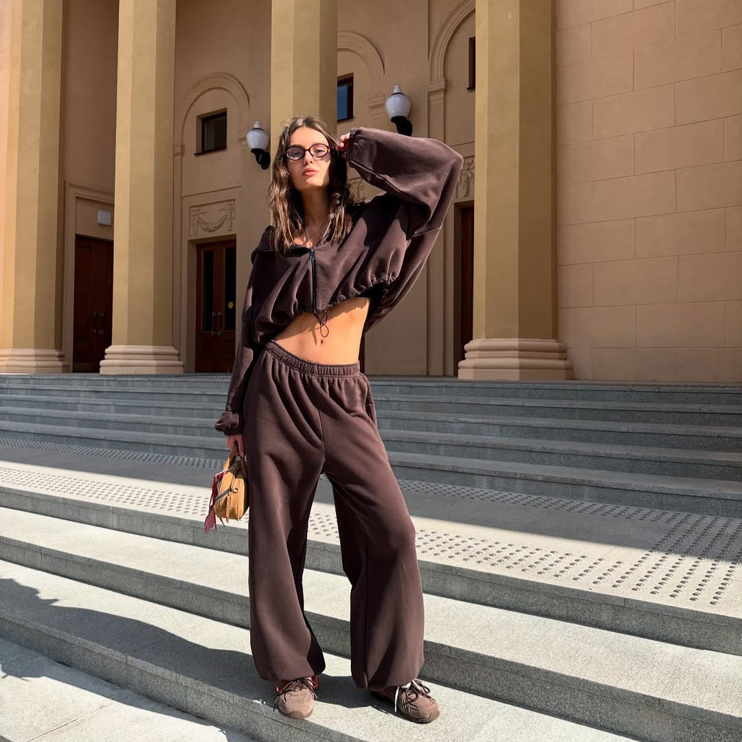 Women's oversized hooded jacket with zipper and loose jogger lounge set Mune Fashion