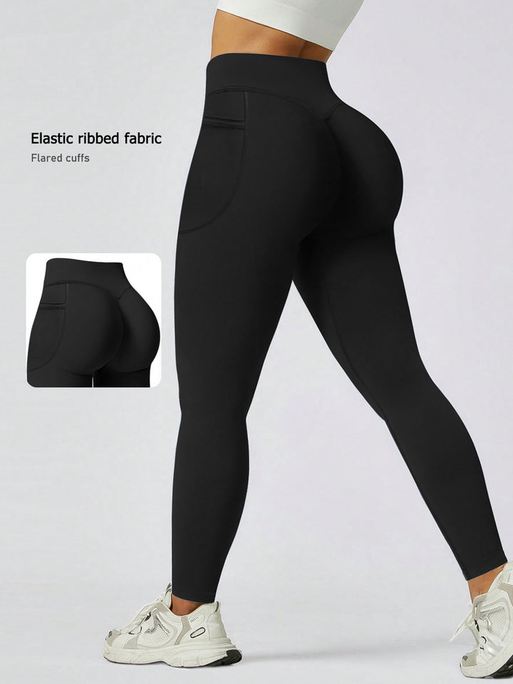Ladies Sporty Leggings with Elastic Rib Material and Flared Hem Mune Fashion