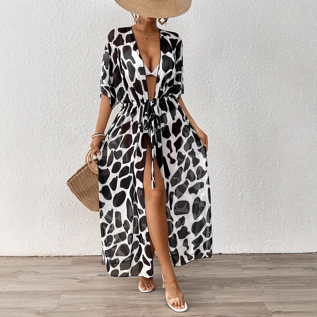 Women's fashionable beach kaftan with side drawstring Mune Fashion