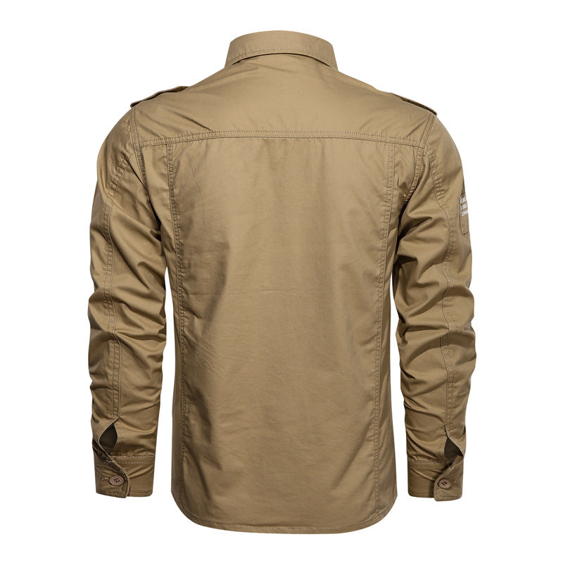 Men's robust cotton twill field shirt with flap chest pockets, shoulder epaulets and fitted cut Mune Fashion