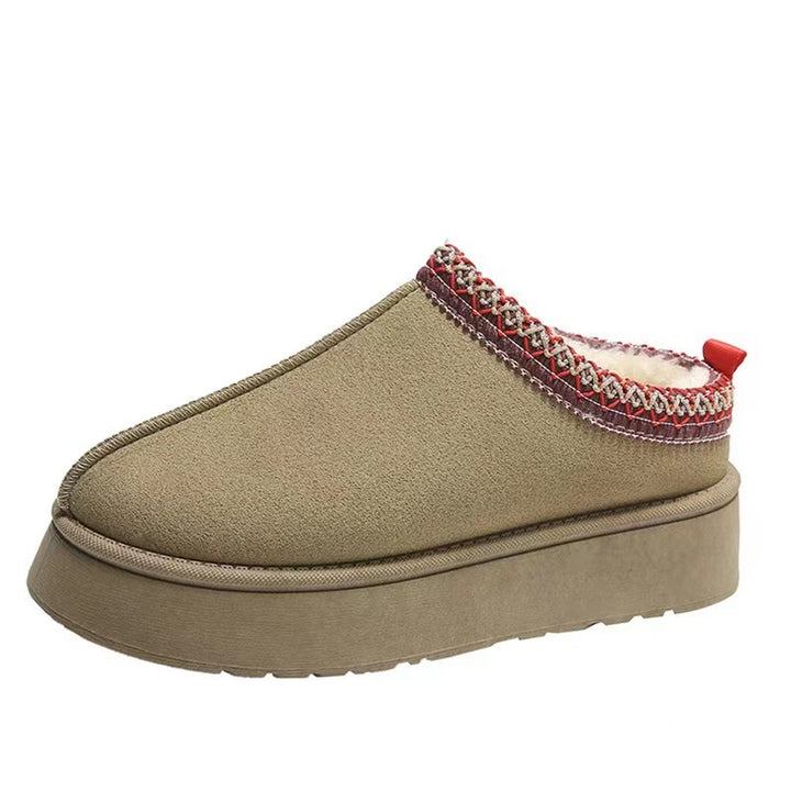 Women's cozy platform house shoe slippers with soft padded lining and decorative trim Mune Fashion