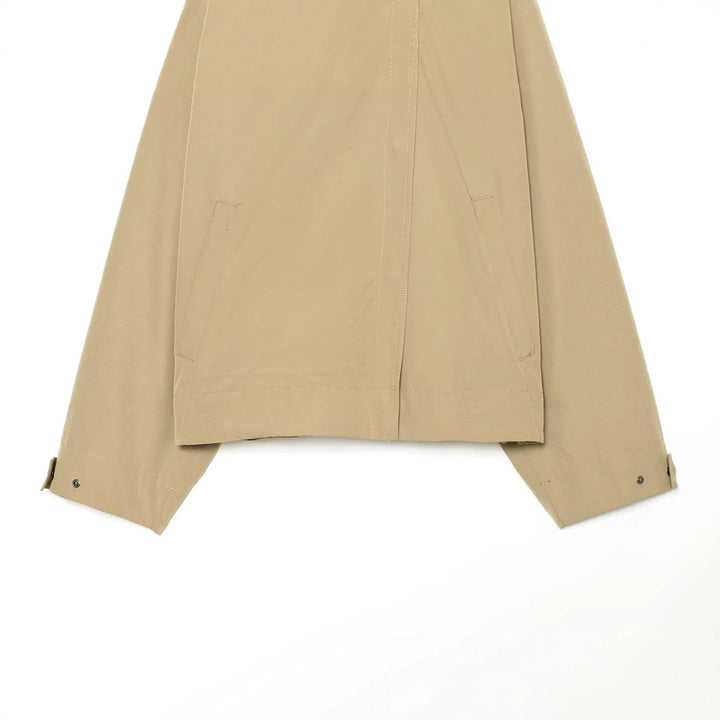 Women's Cropped Transitional Jacket with Wide Kent Collar and Concealed Button Placket Mune Fashion