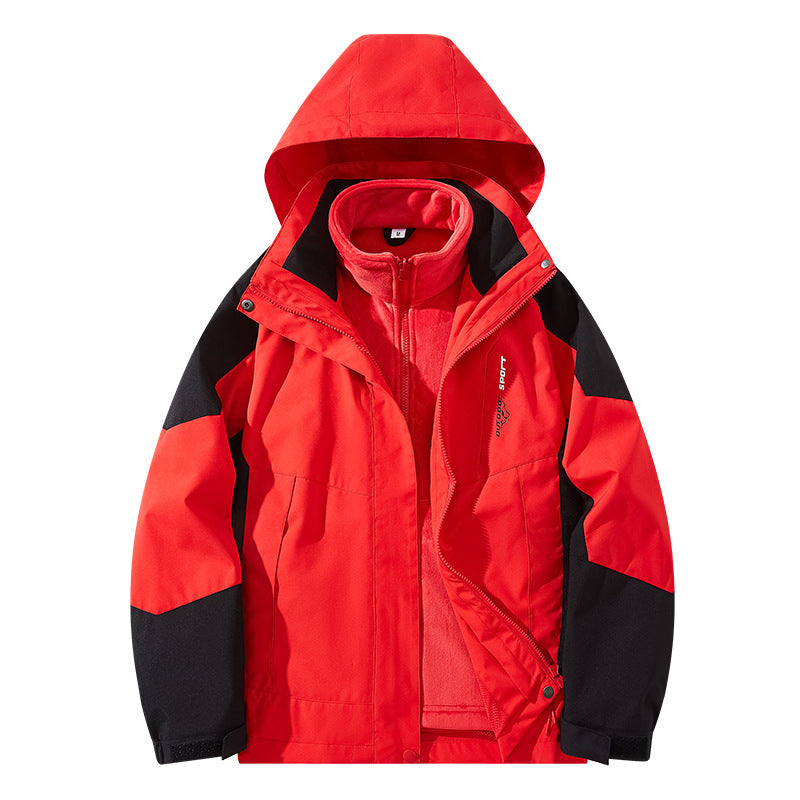 Men's water-repellent two-layer trekking jacket with removable fleece inner jacket and hood Mune Fashion