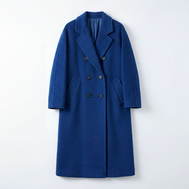 Ladies Luxurious Double-breasted Wool Blend Coat Mune Fashion