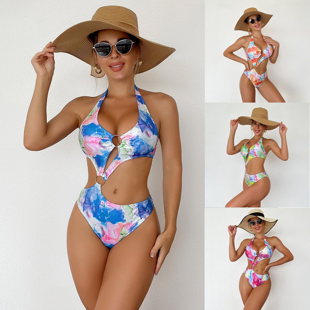 Women One-Piece Swimsuit with Chic Cut-Out and Colorful Design Mune Fashion