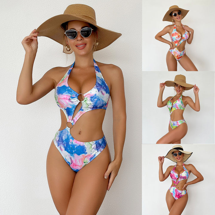 Women One-Piece Swimsuit with Chic Cut-Out and Colorful Design Mune Fashion