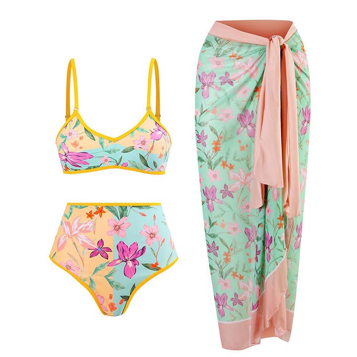 Women's High-Waisted Bikini Set with Floral Design and Comfortable Cut Mune Fashion
