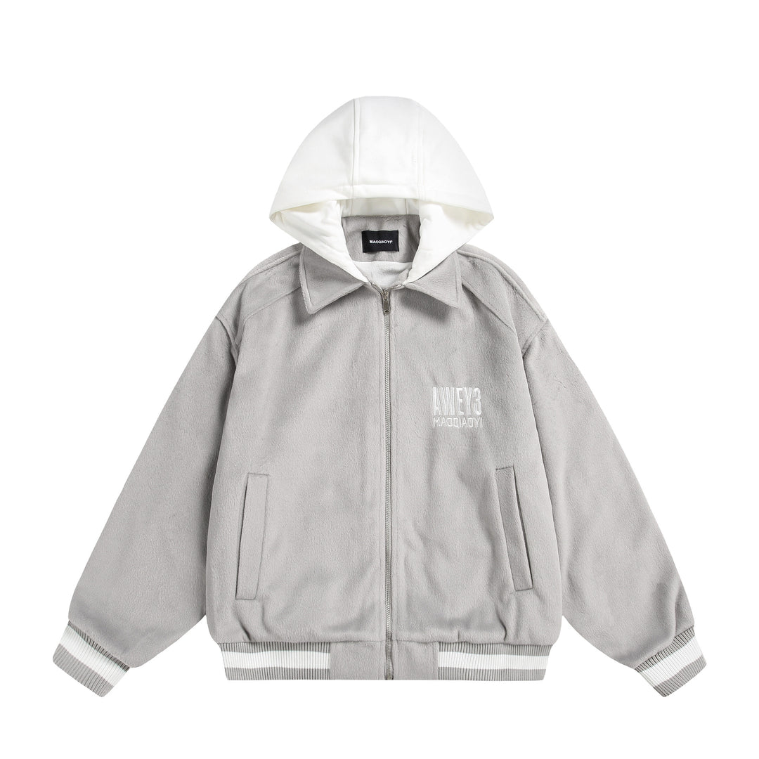 Unisex Oversize Fleece-Bomber Jacket with Contrast Hood Mune Fashion