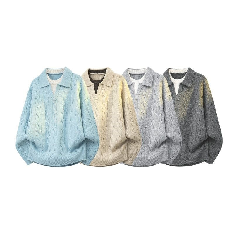 Women Oversize Cable Knit Sweater with High Roll Neck and Button Placket Mune Fashion