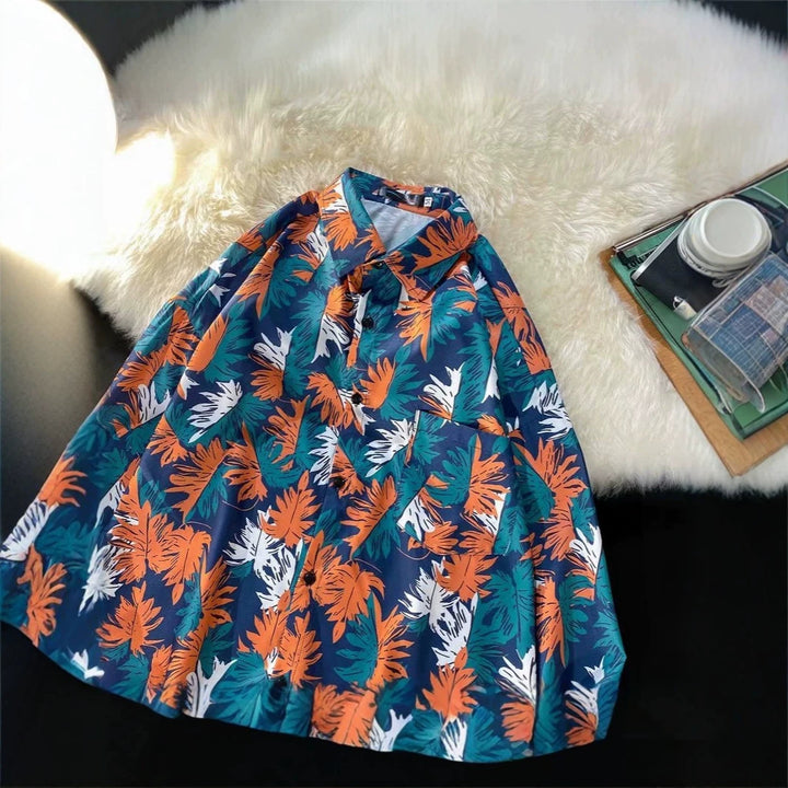 Women Casual Blouse Top with Floral Print Mune Fashion