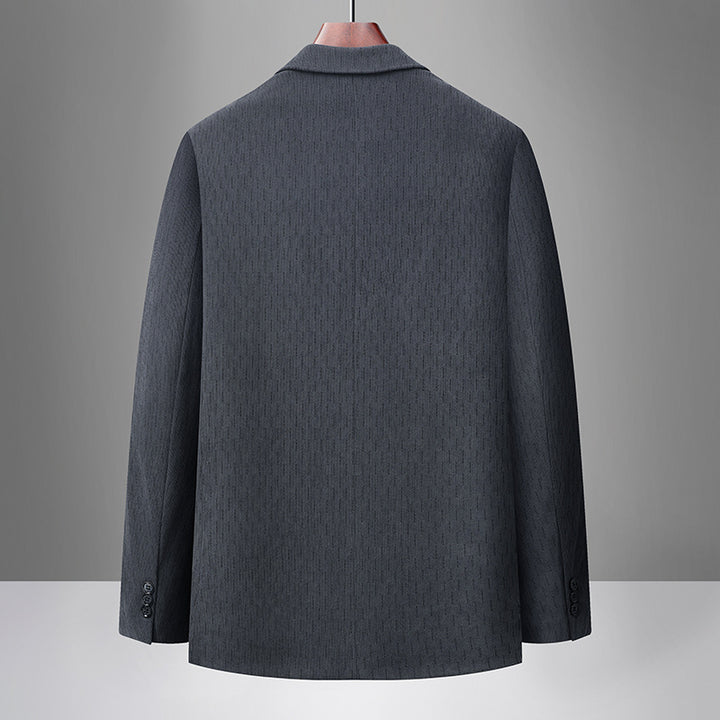 Men's Single-Breasted Blazer with Fine Textured Stripe, Patch Pockets, and Breathable Lining Mune Fashion