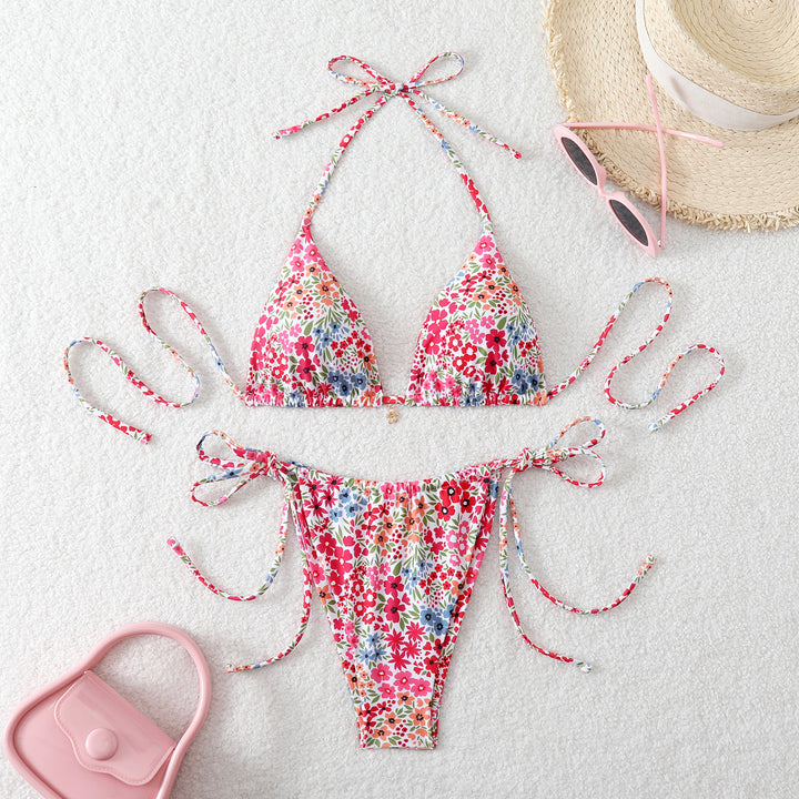 Women's triangle bikini with adjustable ties and floral patterns Mune Fashion