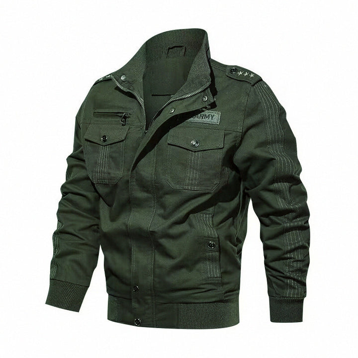 Men's military bomber jacket with epaulettes, stand-up collar and utility pockets Mune Fashion