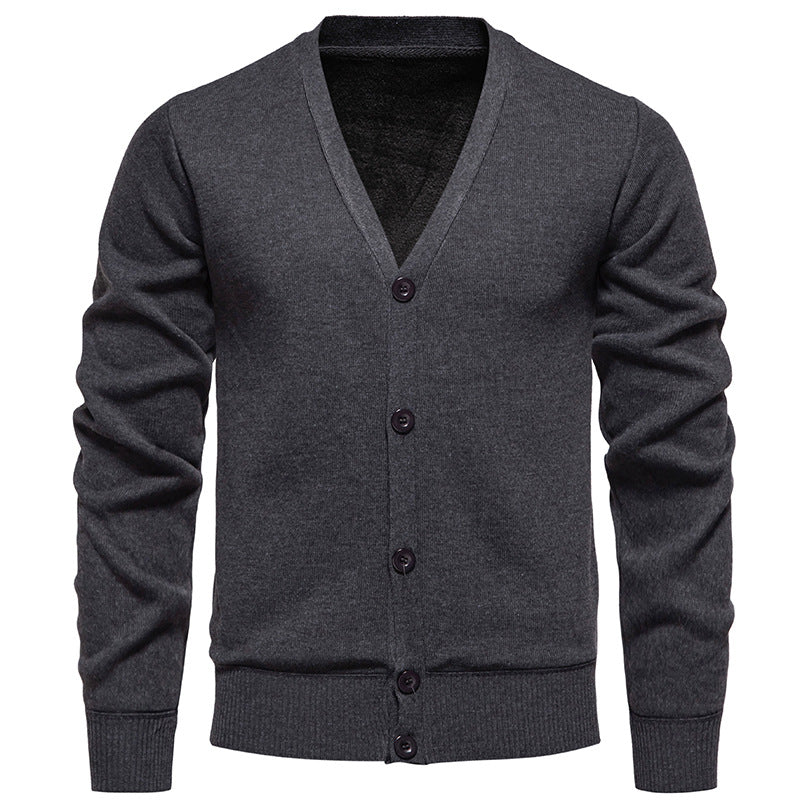 Men's lightweight fine knit cardigan with V-neck, concealed button placket and elastic ribbed cuffs Mune Fashion