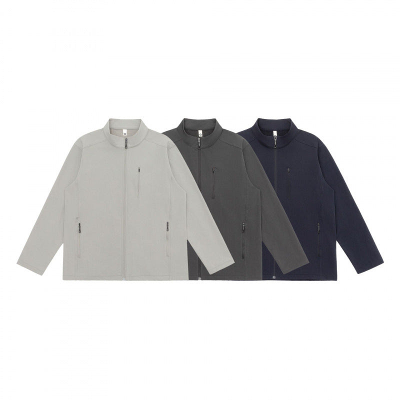 Unisex Light Tech-Fleece Zip Jacket with Stand-Up Collar, three Zip Pockets and Straight Cut Mune Fashion