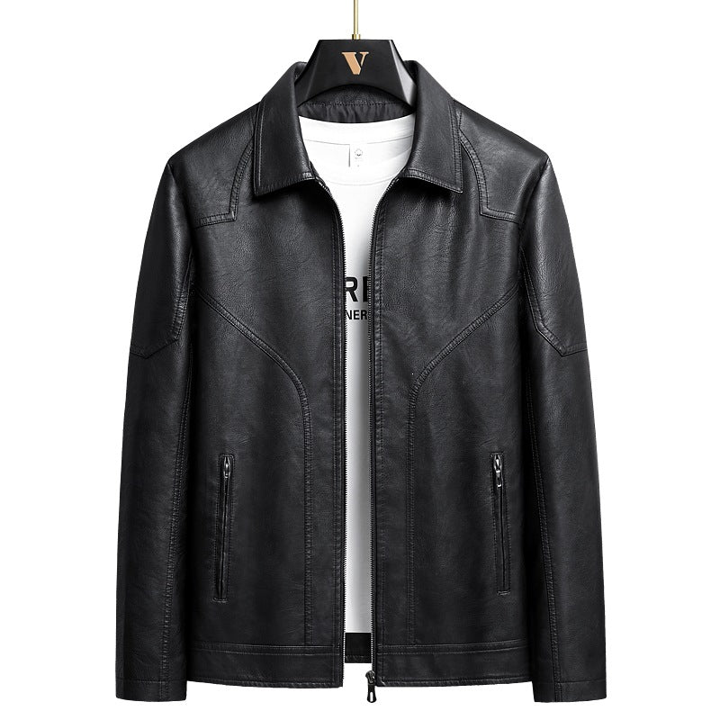 Men's Elegant Faux Leather Jacket Mune Fashion