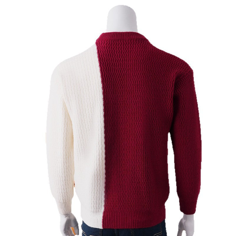 Men's Half-Split Knit Sweater with Decorative Cord Detail Mune Fashion