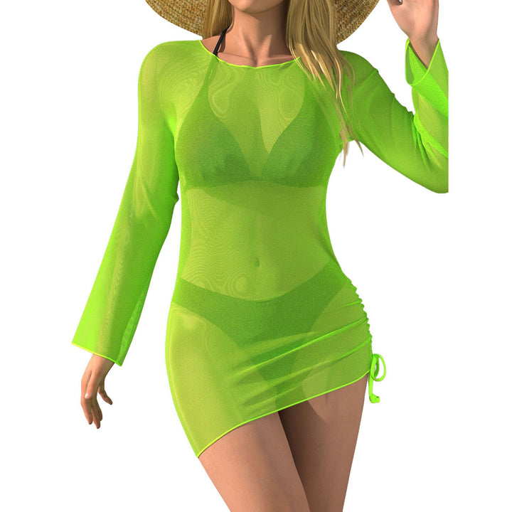Women Beach Dress with Transparent Sleeves Mune Fashion